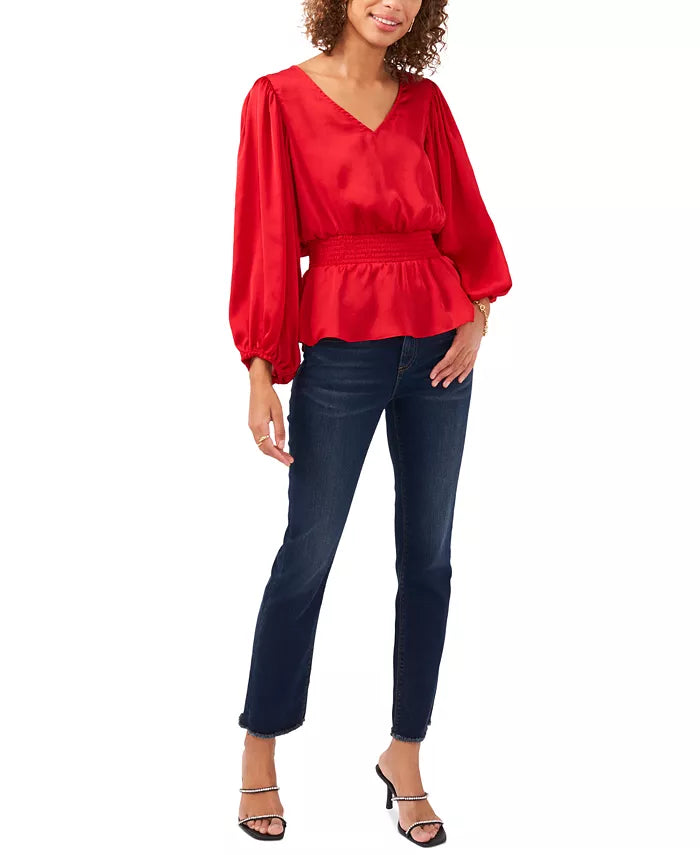 Vince Camuto Balloon-Sleeve Peplum Blouse