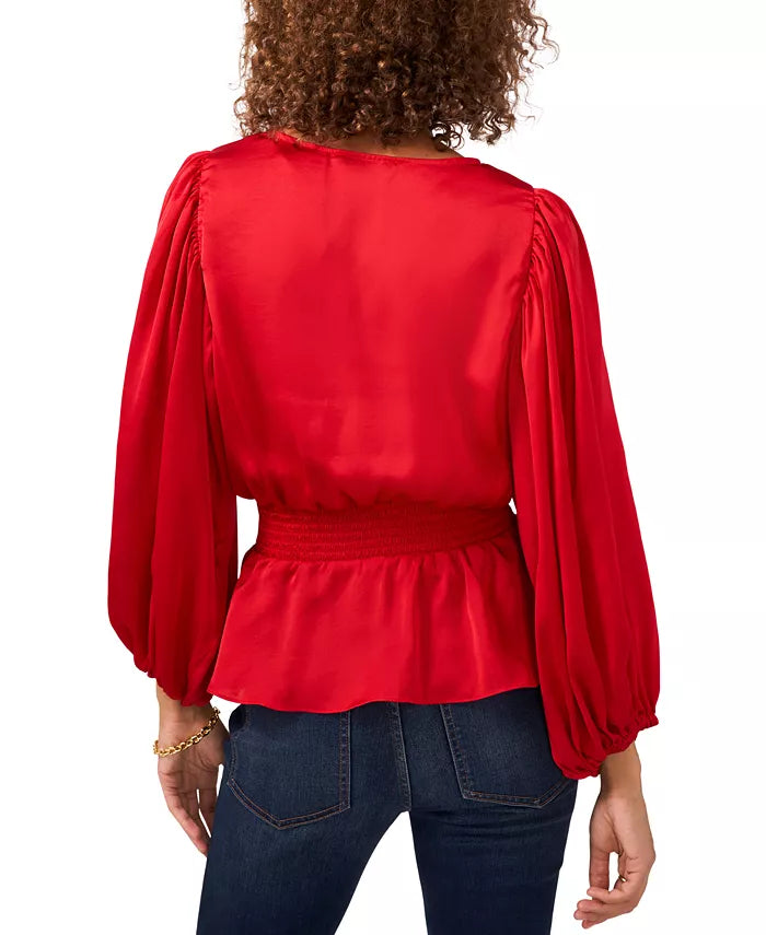 Vince Camuto Balloon-Sleeve Peplum Blouse