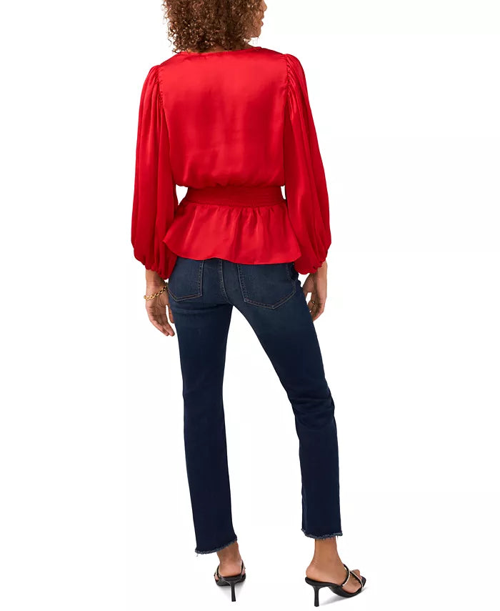 Vince Camuto Balloon-Sleeve Peplum Blouse