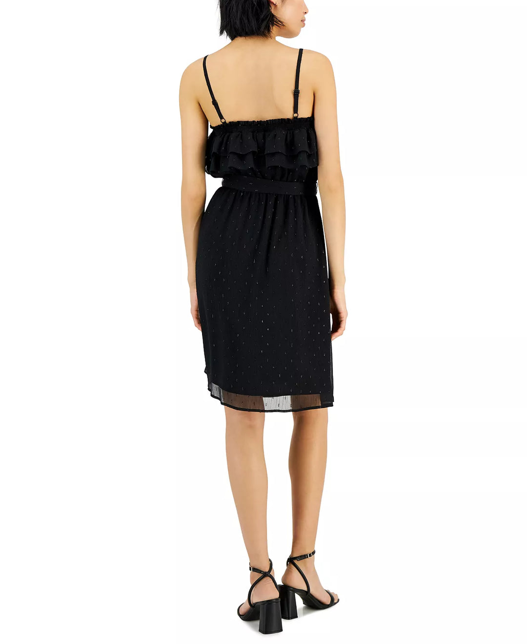 INC International Concepts Clip-Dot Ruffled Dress