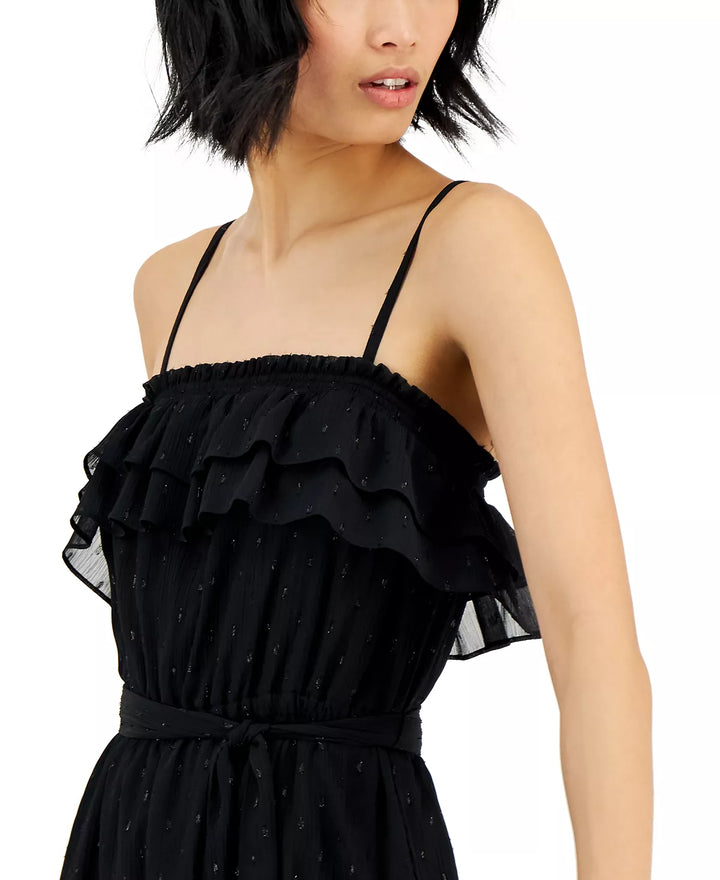 INC International Concepts Clip-Dot Ruffled Dress