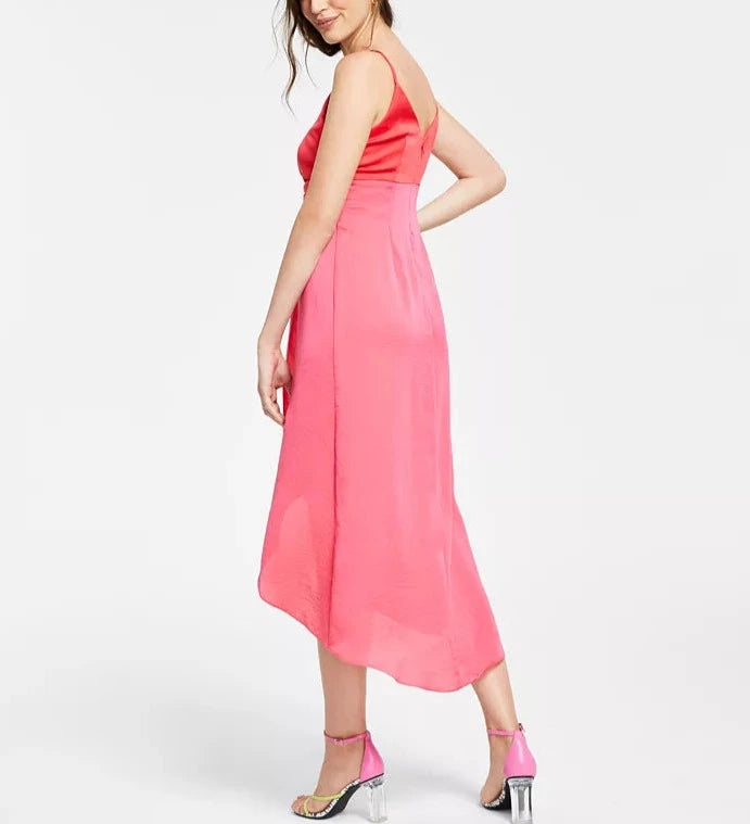 Bar III Twist-Front Two-Tone Midi Dress