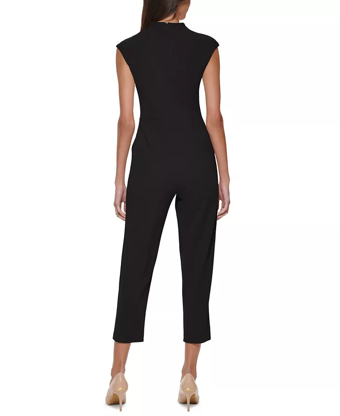 Calvin Klein Button-Shoulder Scuba-Crepe Jumpsuit
