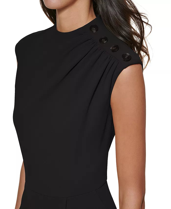 Calvin Klein Button-Shoulder Scuba-Crepe Jumpsuit