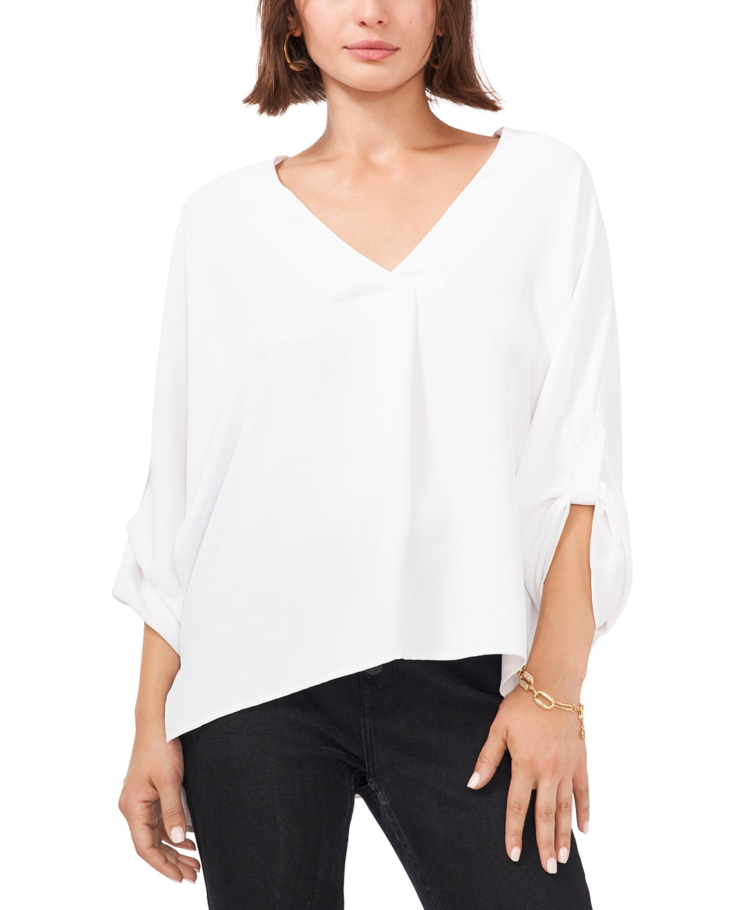 Vince Camuto Roll Tab Sleeve Tunic Top