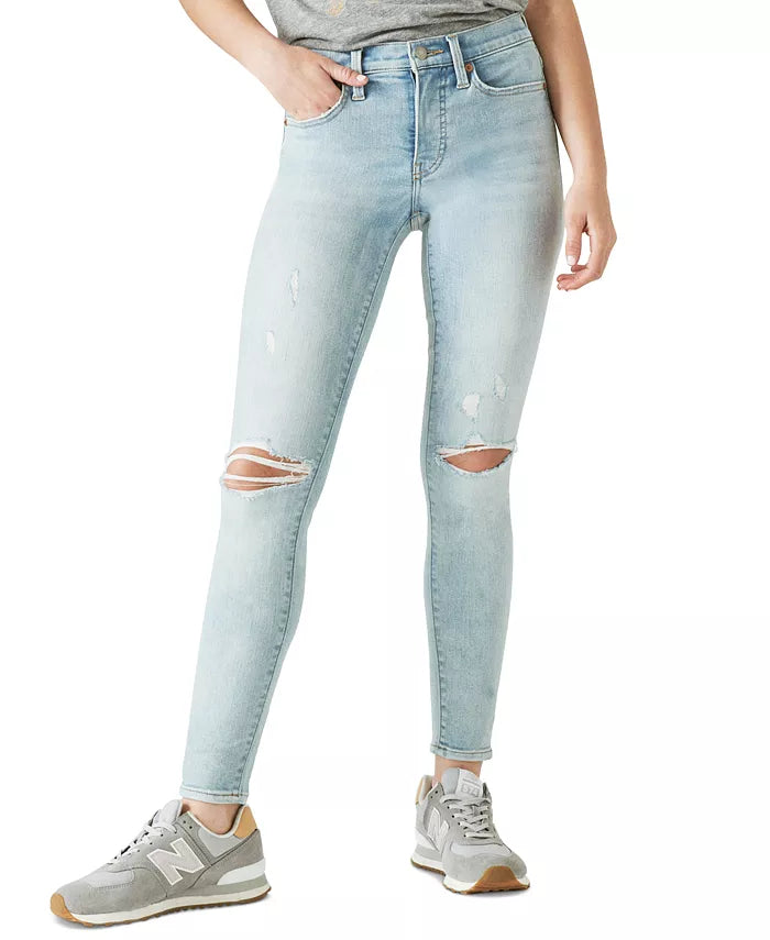 Lucky Brand Ava Mid-Rise Ripped Skinny Jeans