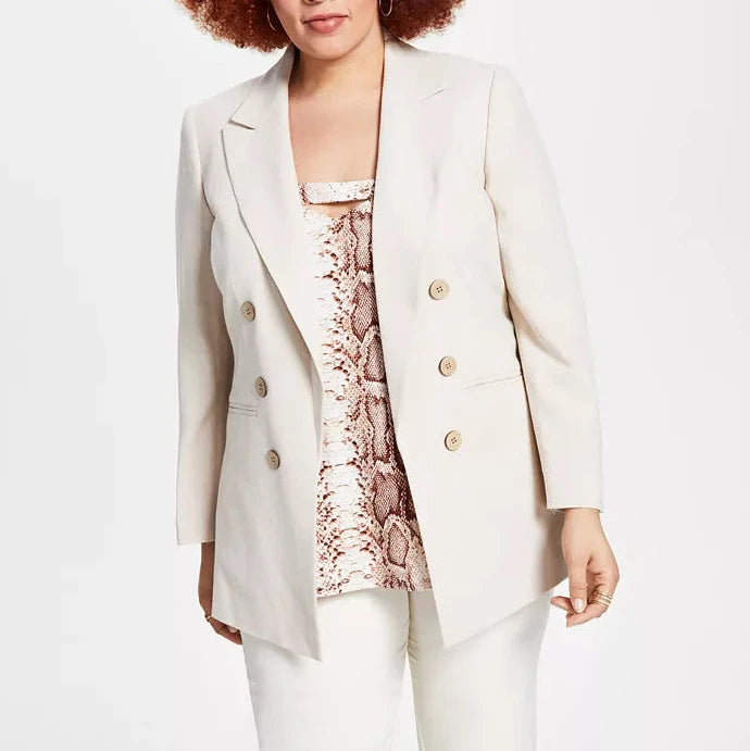 Bar III Linen Faux-Double-Breasted Blazer