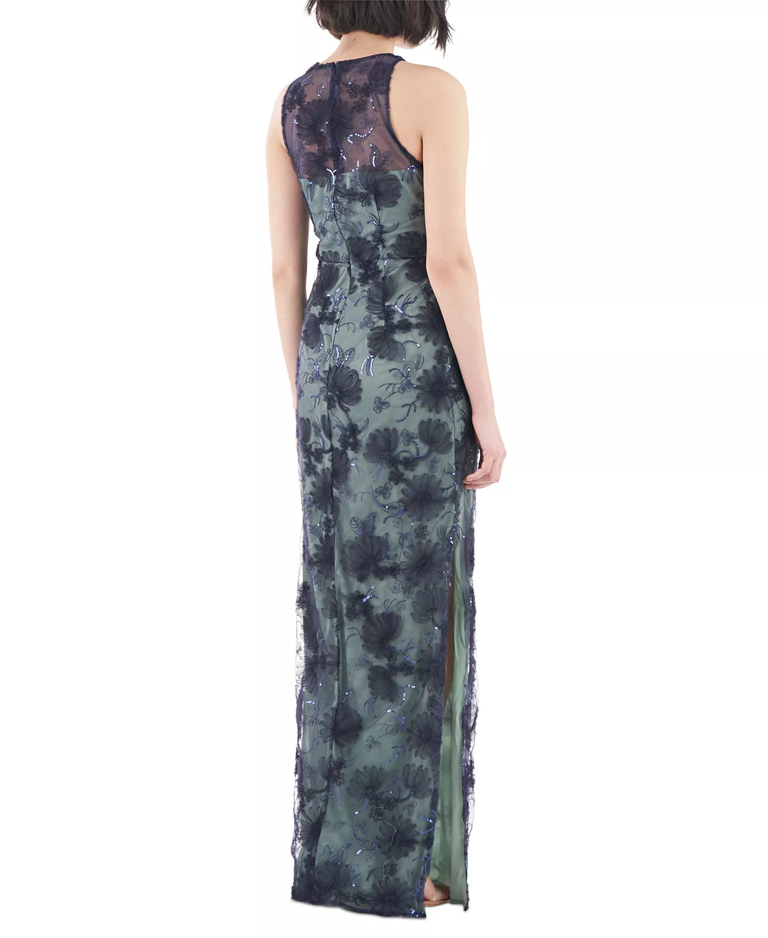JS Collections Embroidered-Mesh Sequined Gown