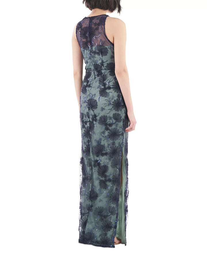 JS Collections Embroidered-Mesh Sequined Gown
