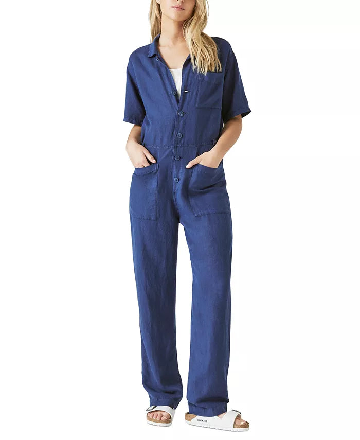 Lucky Brand Linen Blend Denim Jumpsuit