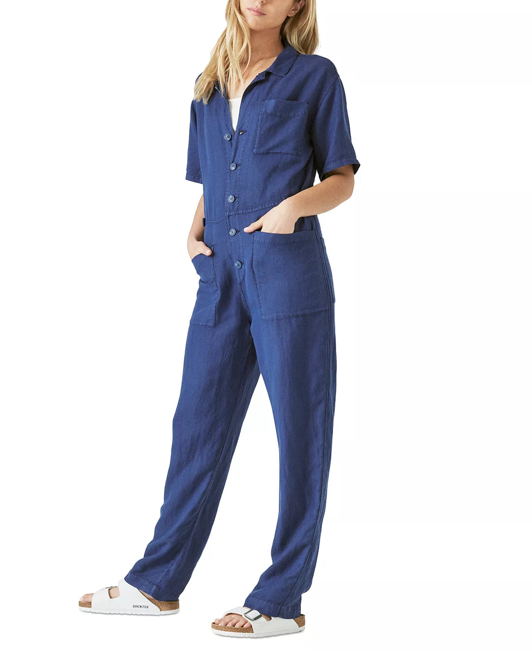 Lucky Brand Linen Blend Denim Jumpsuit