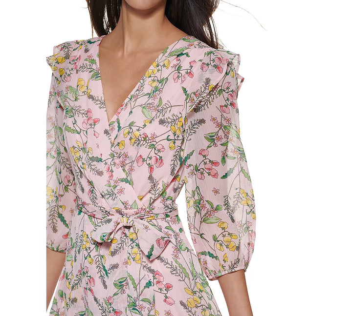 Tommy Hilfiger Printed Balloon-Sleeve Faux-Wrap Dress