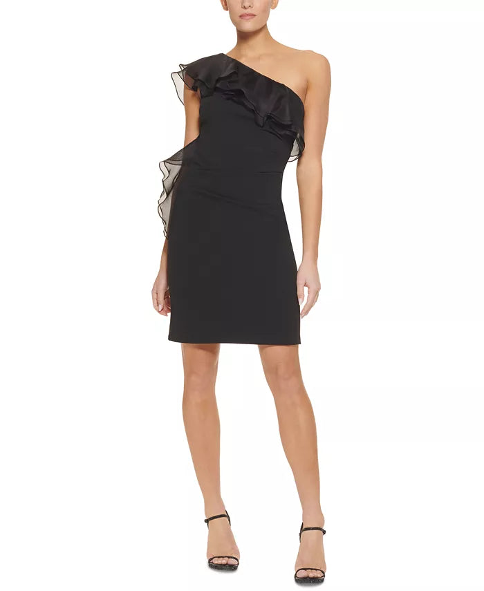 DKNY One-Shoulder Ruffled Dress