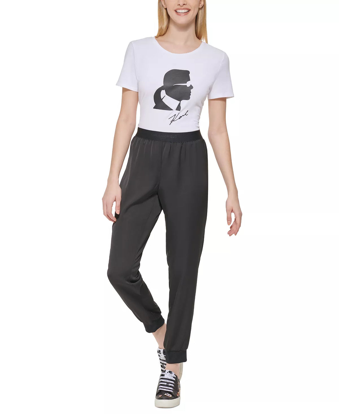KARL LAGERFELD PARIS Satin Jogger Pants