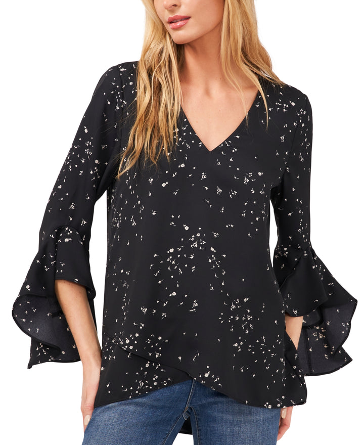 Vince Camuto Printed Flutter-Sleeve Crossover Top