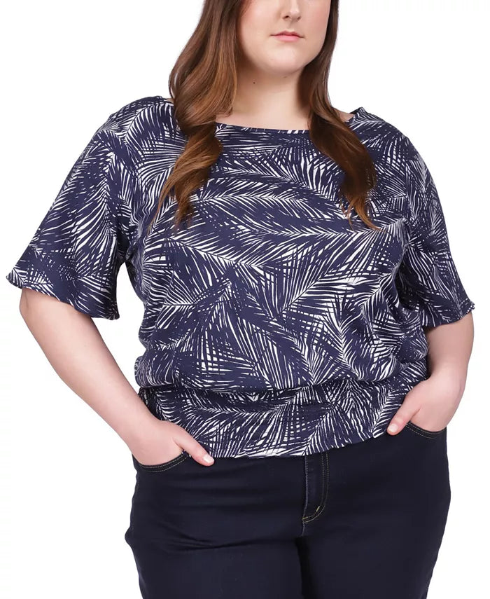MICHAEL Michael Kors Plus Size Palm-Print Kimono Top