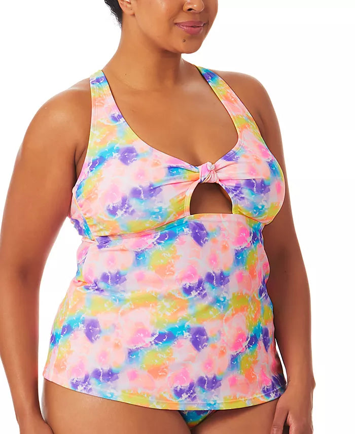 California Waves Trendy Plus Size Tie Dye Dreams Tankini Top