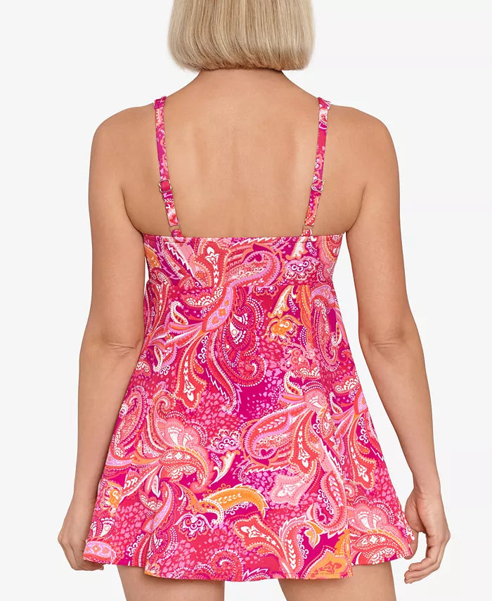 Swim Solutions Tummy-Control Bow-Front Swim Dress