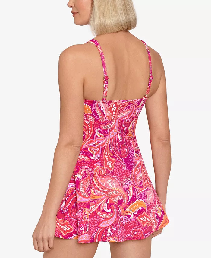 Swim Solutions Tummy-Control Bow-Front Swim Dress