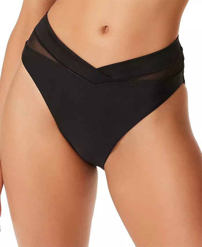 Bar III Matte Mesh-Trimmedd High-Leg Bikini Bottoms