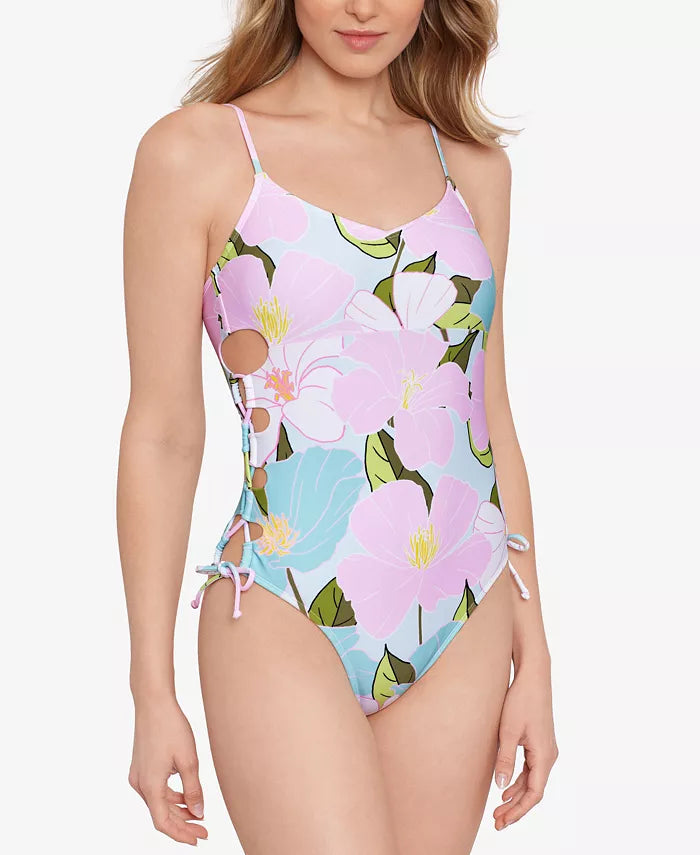 Salt + Cove Lovely Lilies Lace-Up Swimsuit
