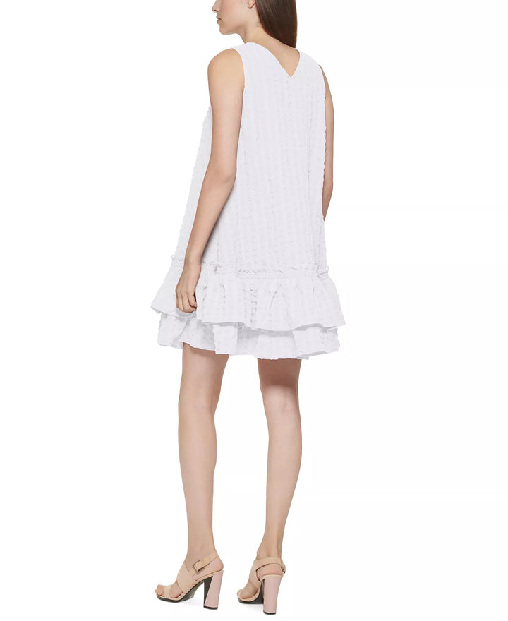 Calvin Klein Textured Ruffled-Hem Dress