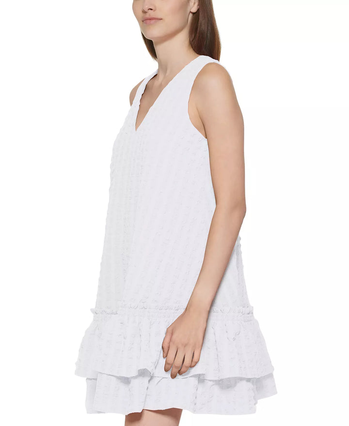 Calvin Klein Textured Ruffled-Hem Dress