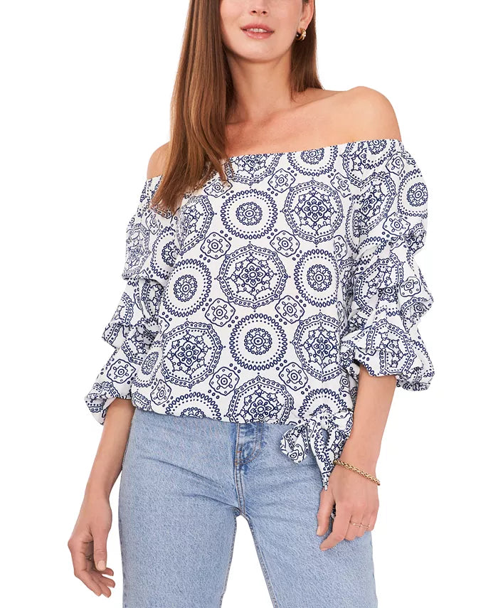 Vince Camuto Printed Off-The-Shoulder Top