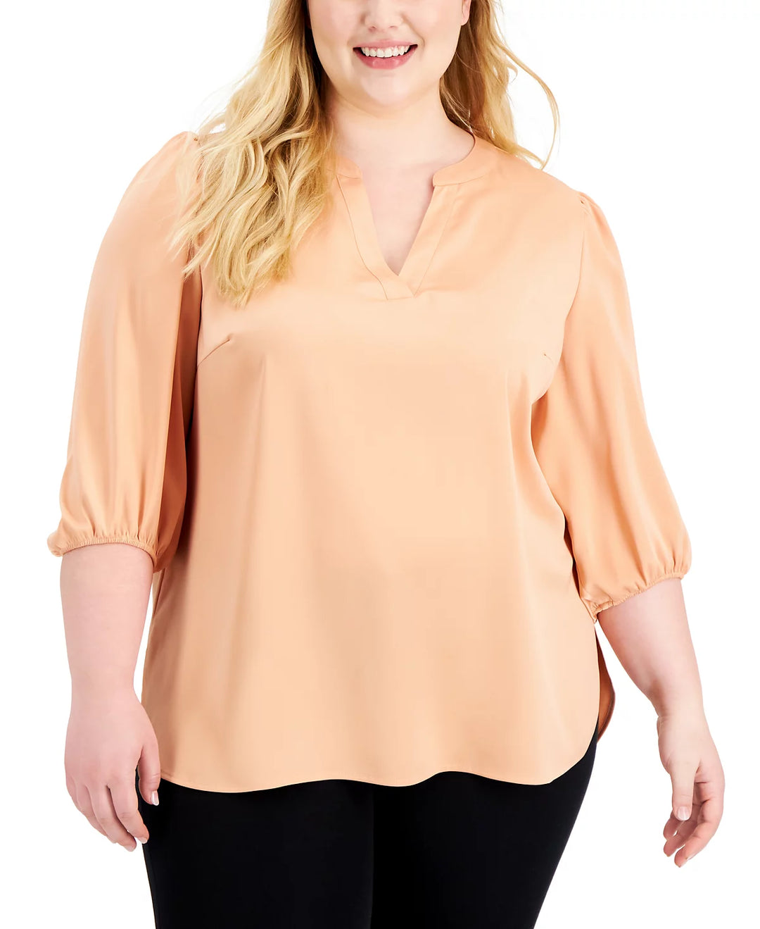 Anne Klein Split Neck Blouse