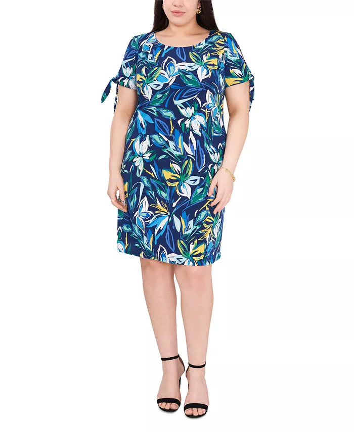 MSK Plus Size Tie-Sleeve Shift Dress