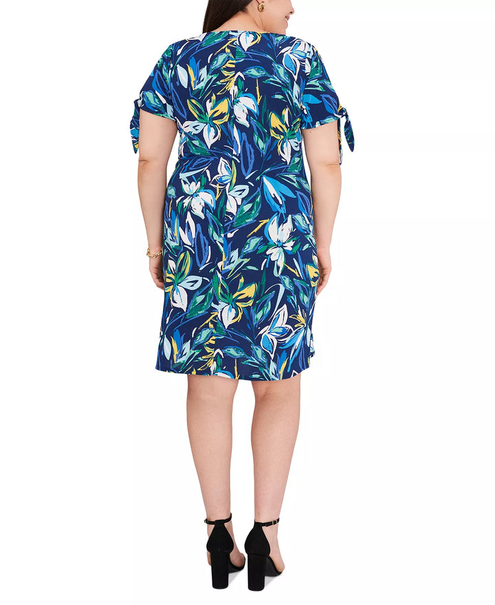 MSK Plus Size Tie-Sleeve Shift Dress
