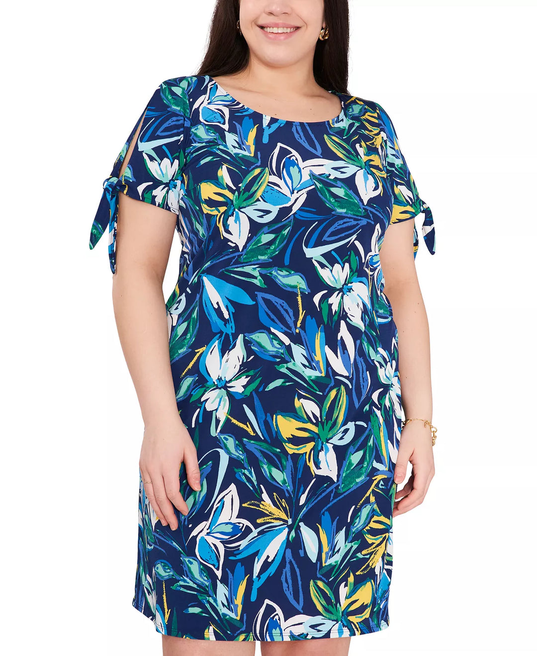 MSK Plus Size Tie-Sleeve Shift Dress