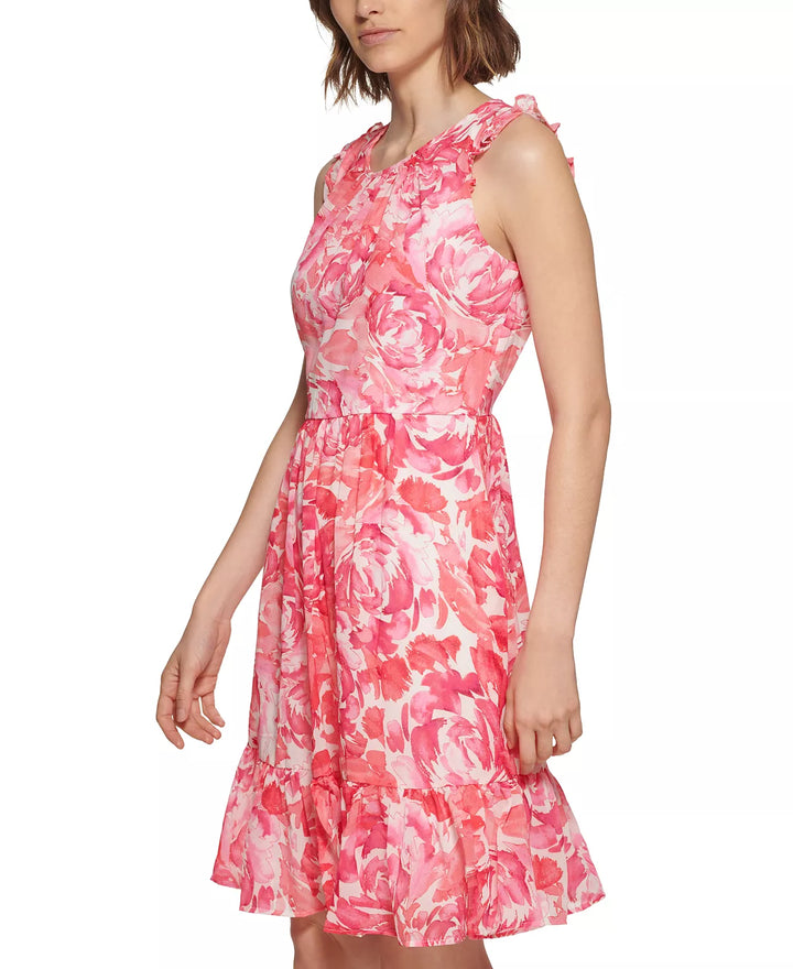 Calvin Klein Petite Printed Flounce Dress