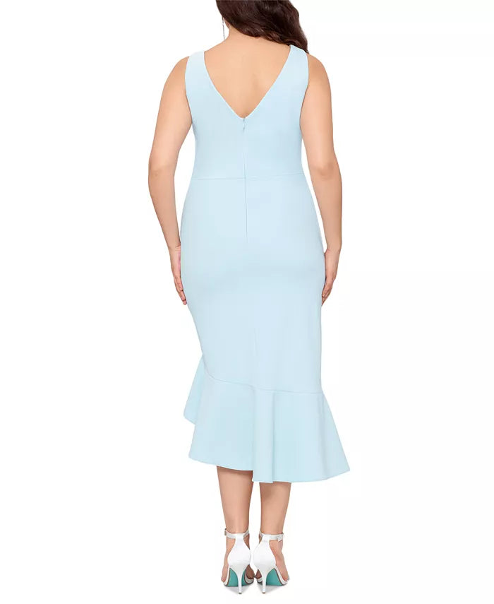 XSCAPE Plus Size Ruffled Midi Dress