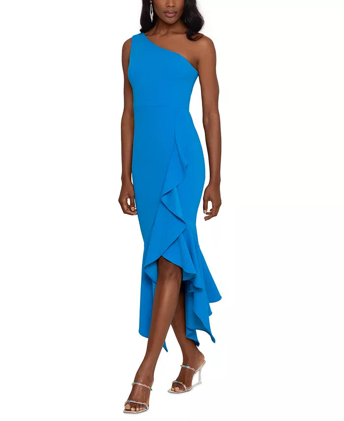 XSCAPE One-Shoulder High-Low Dress