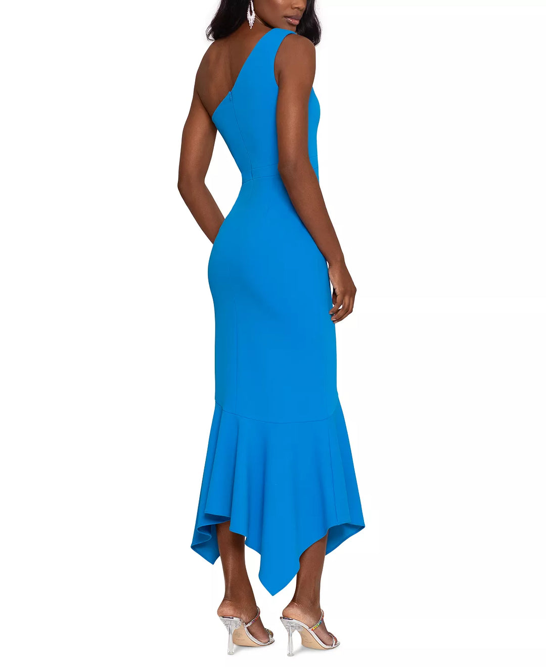 XSCAPE One-Shoulder High-Low Dress