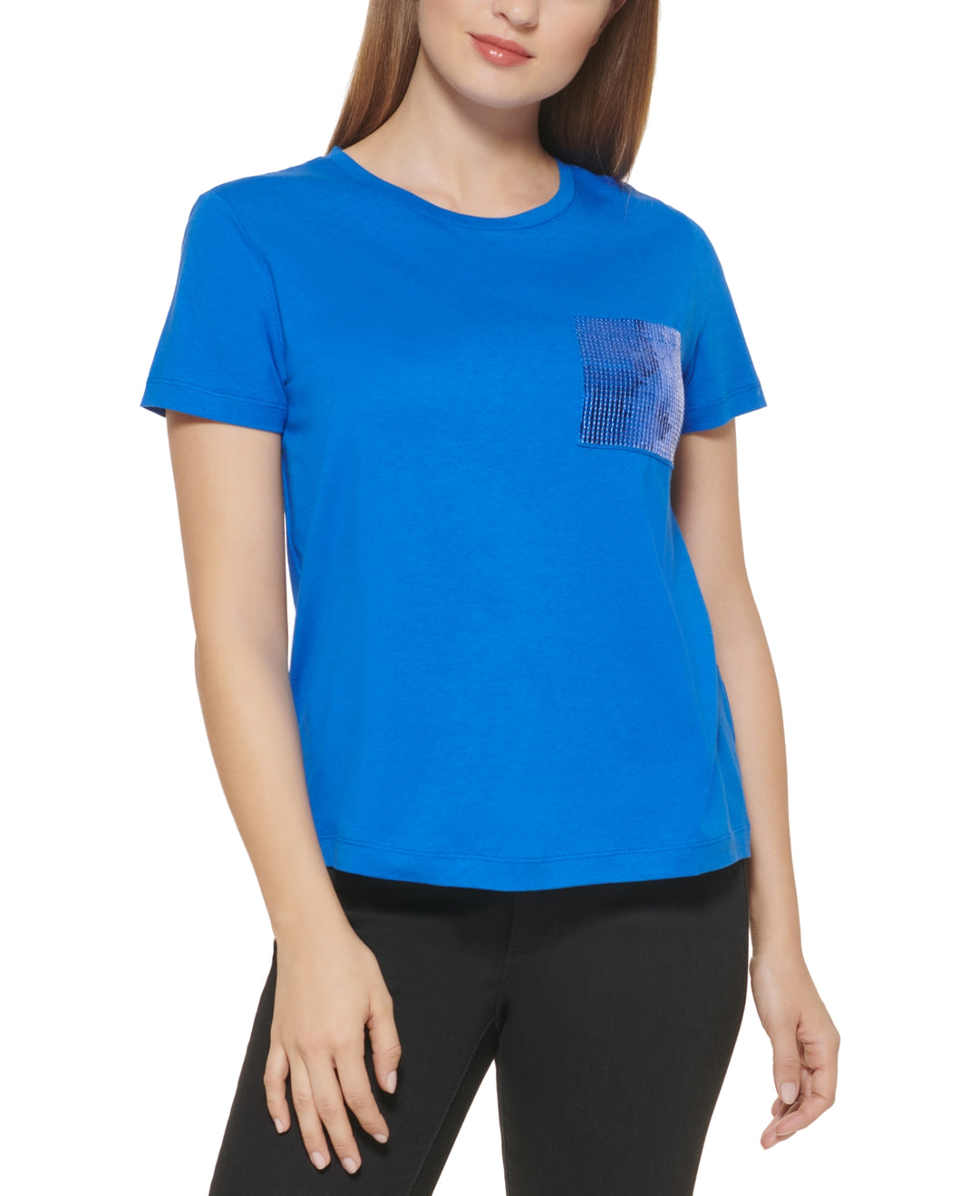 DKNY Short Sleeve Sequin Pocket T-Shirt