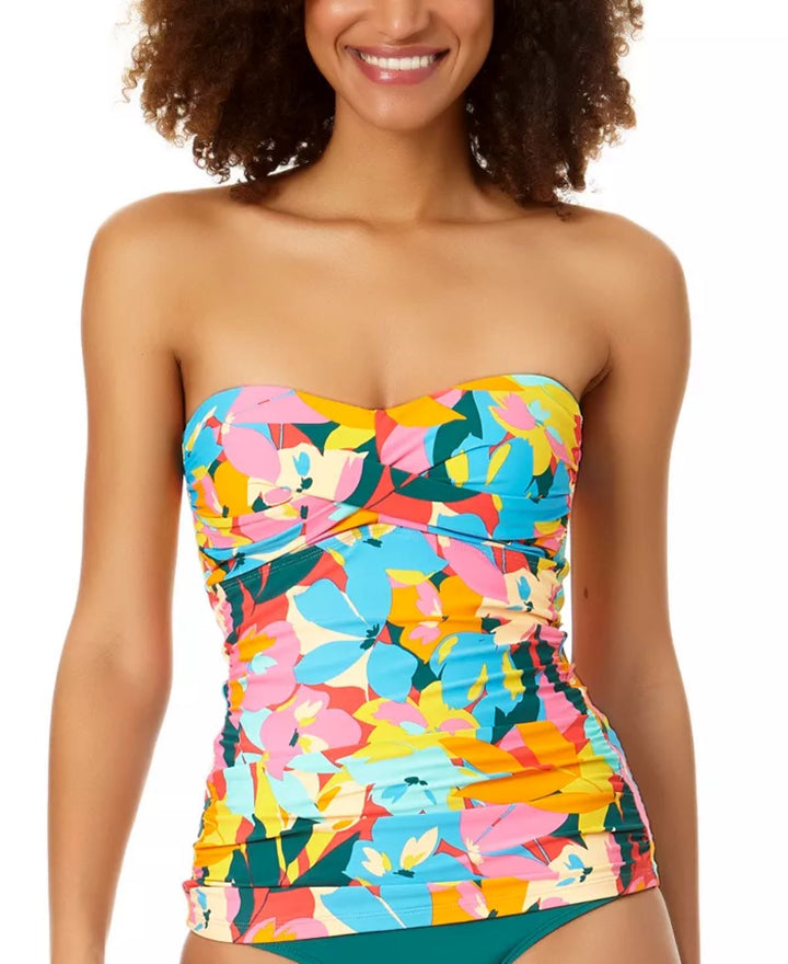 Anne Cole Plumeria Twist Shirred Tankini Top