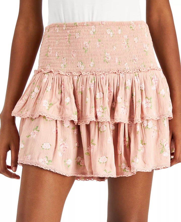 Lucky Brand Floral-Print Tiered Mini Skirt