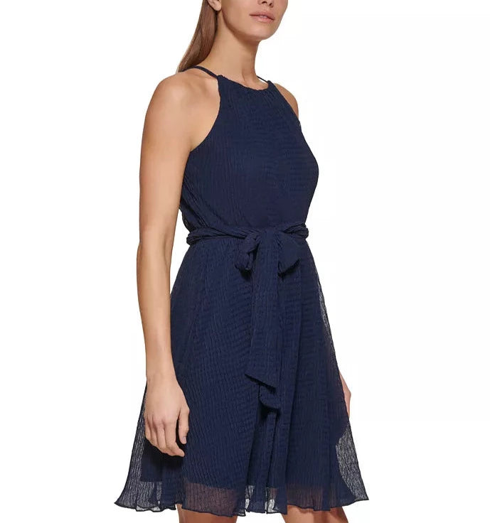 DKNY Petite Belted Halter Dress