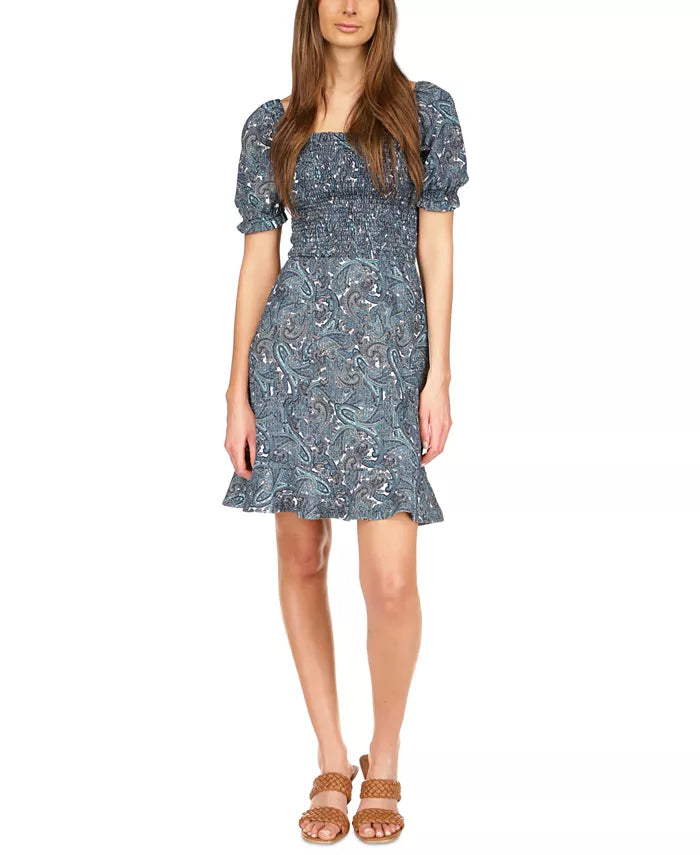 MICHAEL Michael Kors Women's Paisley Smocked Ruffled Mini Dress