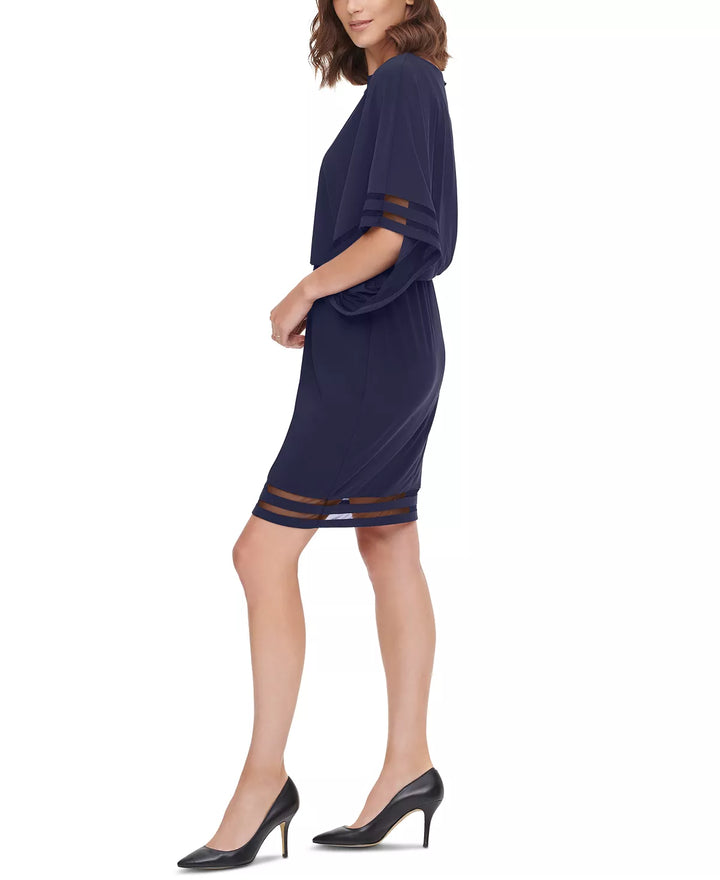 Jessica Howard Petite Illusion-Striped Blouson-Bodice Dress