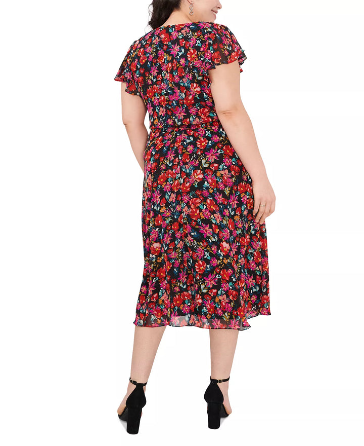 MSK Plus Size Smocked-Waist Chiffon Midi Dress