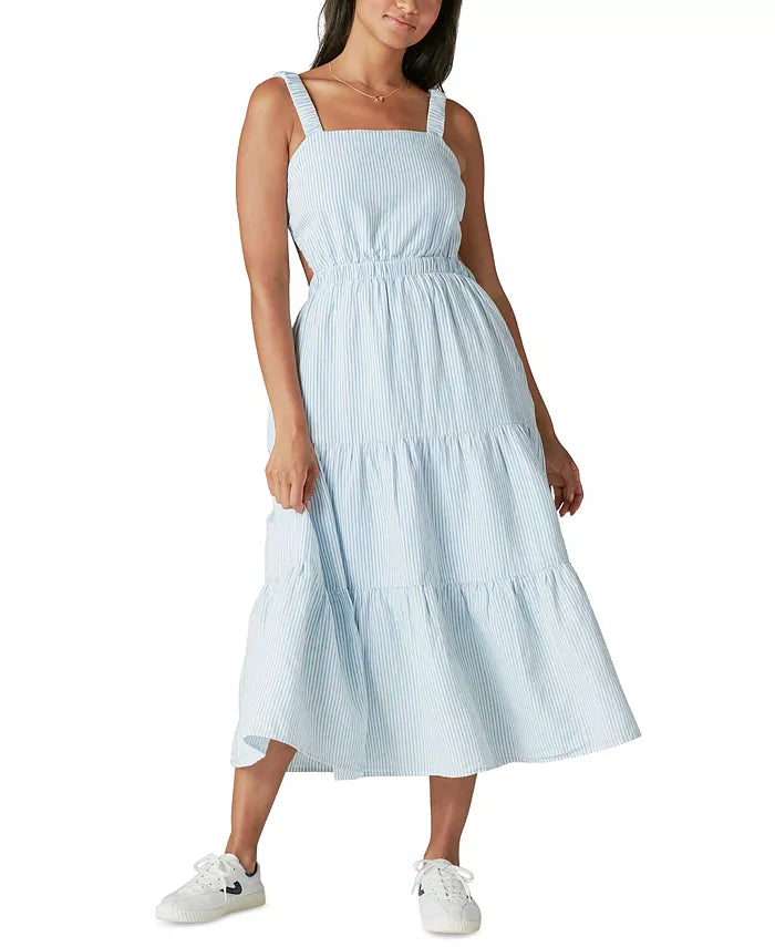 Lucky Brand Open Back Striped Denim Dress