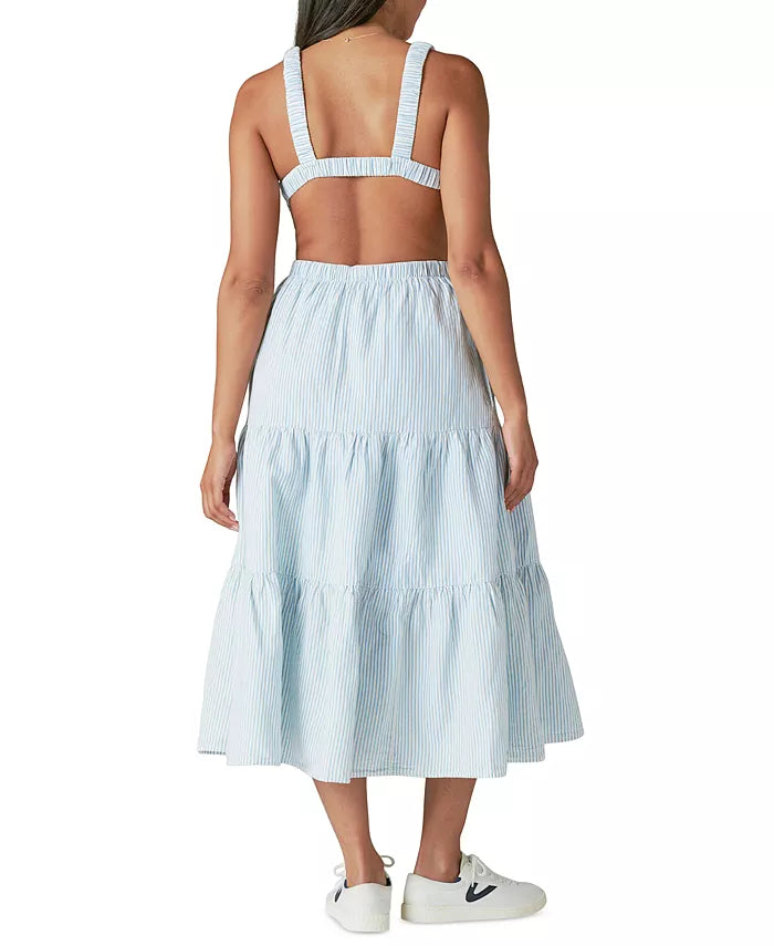Lucky Brand Open Back Striped Denim Dress