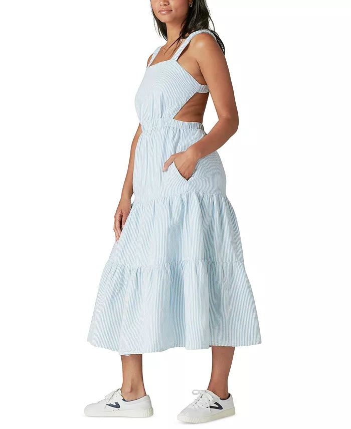 Lucky Brand Open Back Striped Denim Dress