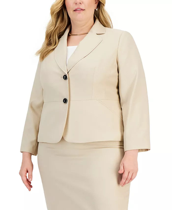 Le Suit Plus Size Two-Button Skirt Suit