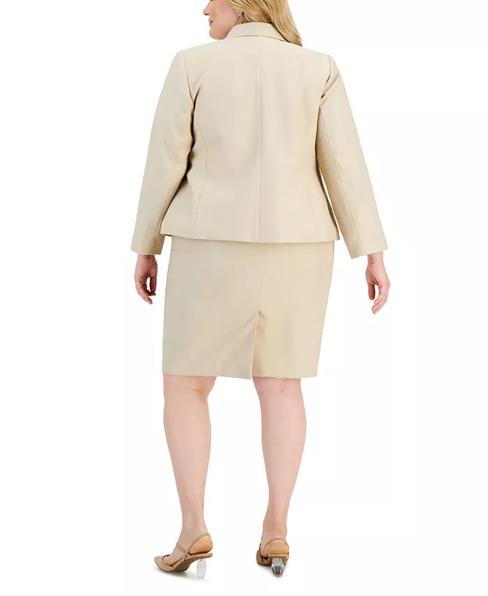 Le Suit Plus Size Two-Button Skirt Suit