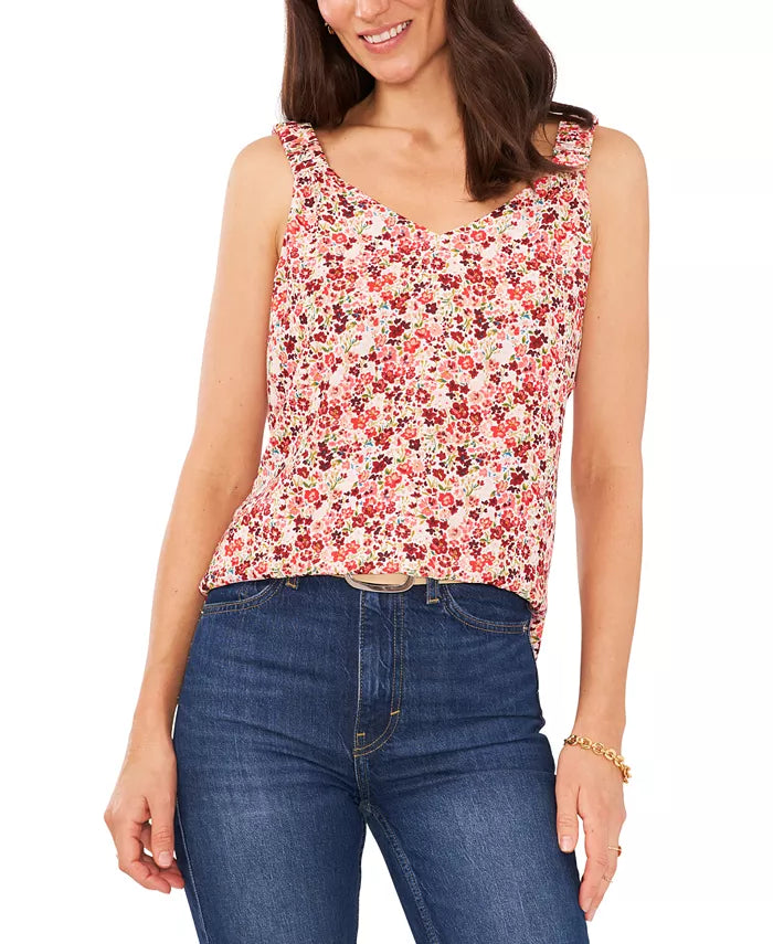 Vince Camuto Floral-Print Slit-Hem Top