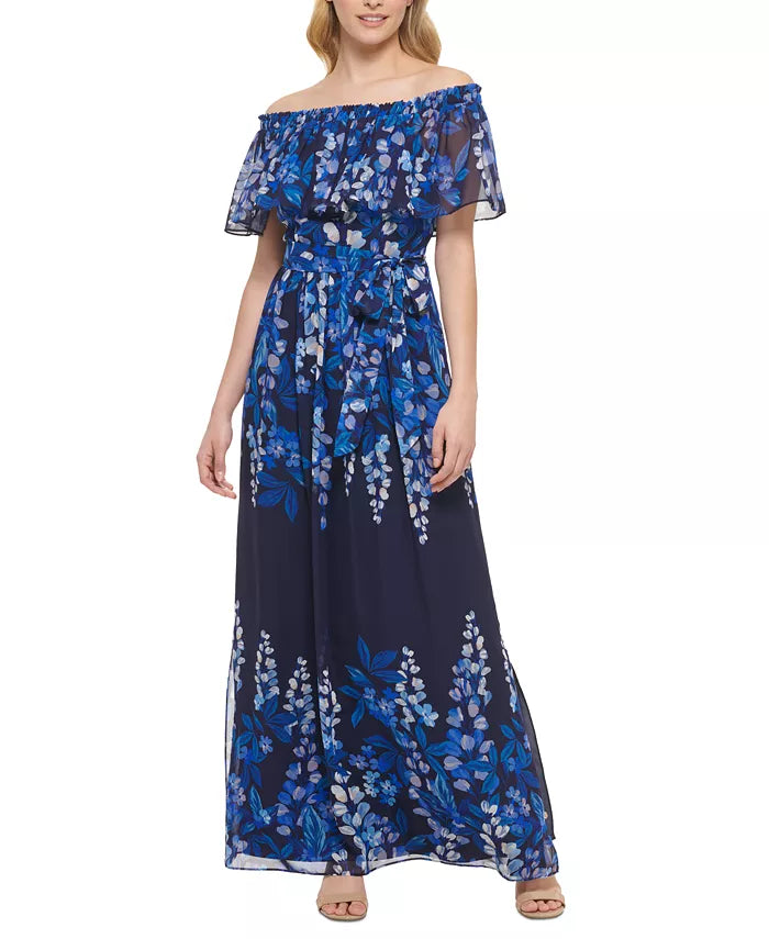 Eliza J Women's Floral-Print Off-The-Shoulder Maxi Dress